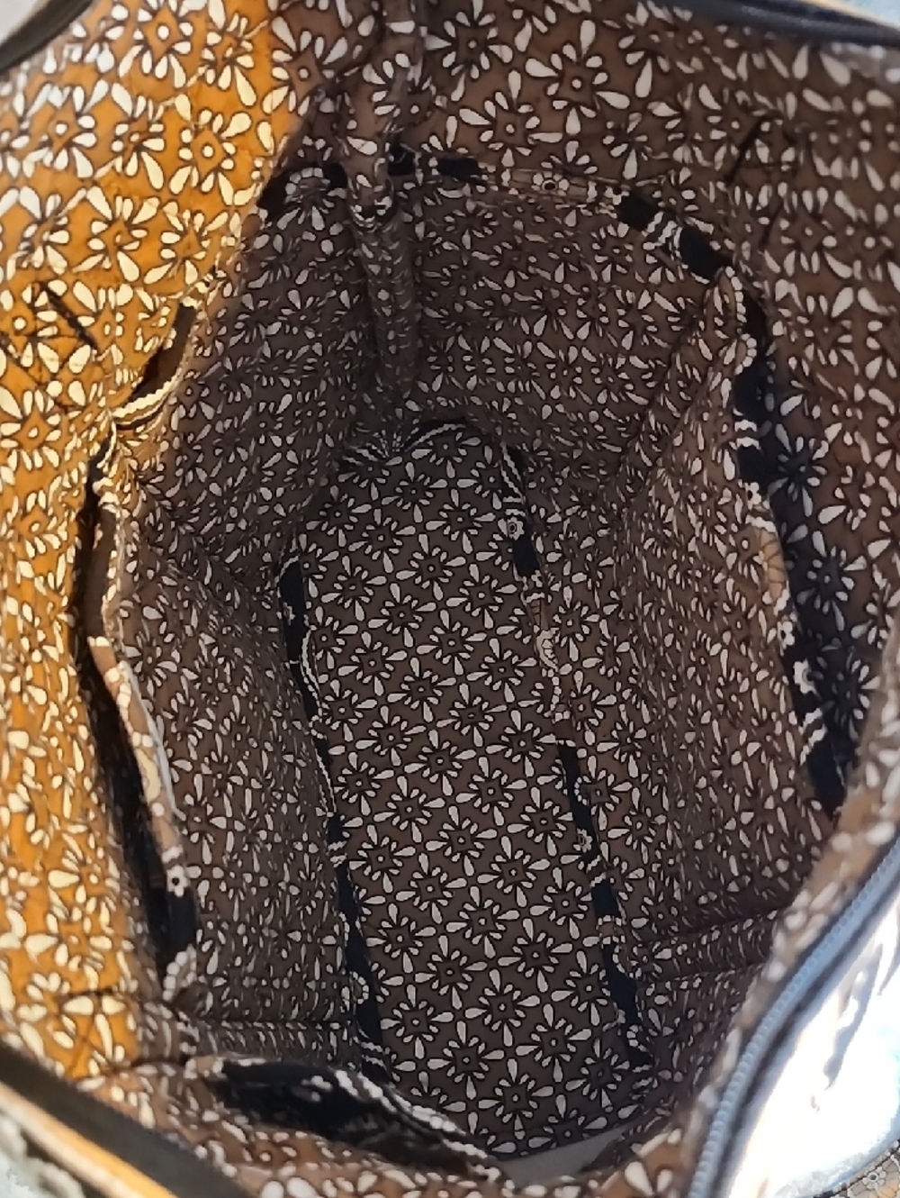 Vera Bradley Black and Tan Paisley Quilted Tote Bag - Picture 3 of 4